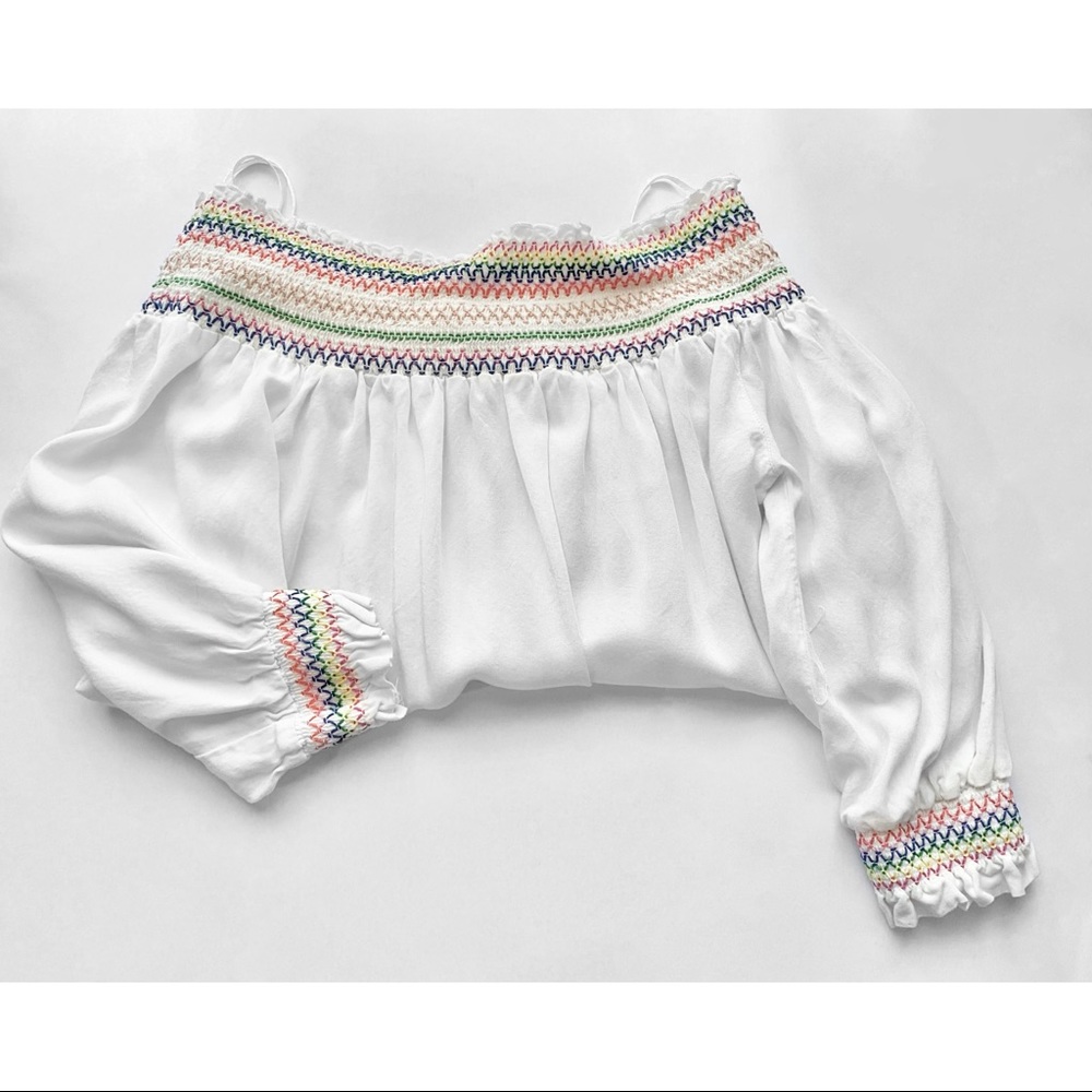 Rainbow Cold-Shoulder Blouse